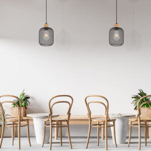 Κρεμαστό μονόφωτο 1 x Ε27 μαύρο/ξύλο Ø15 – BV03-00014