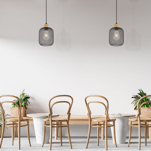 Κρεμαστό μονόφωτο 1 x Ε27 μαύρο/ξύλο Ø15 – BV03-00014