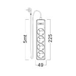 Πολύπριζο Xline 4Θ. 3X1,5mm 5m Καλώδιο Με Βάση Στήριξης – BY72-00045