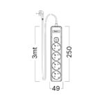 Πολύπριζο Xline 4Θ. 3X1,5mm 3m Καλώδιο Με Διακόπτη Με Βάση Στήριξης – BY72-00243