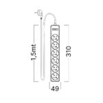Πολύπριζο Xline 6Θ. 3X1,5mm 1,5m Καλώδιο Με Βάση Στήριξης – BY72-00061