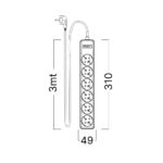 Πολύπριζο Xline 6Θ. 3X1,5mm 3m Καλώδιο Με Βάση Στήριξης – BY72-00063
