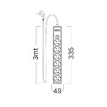 Πολύπριζο Xline 6Θ. 3X1,5mm 3m Καλώδιο Με Διακόπτη Με Βάση Στήριξης – BY72-00263
