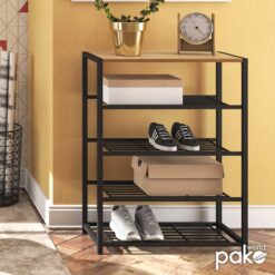 Παπουτσοθήκη Ramon pakoworld 12 ζευγών φυσικό-μαύρο 63x30x83εκ – 085-000011
