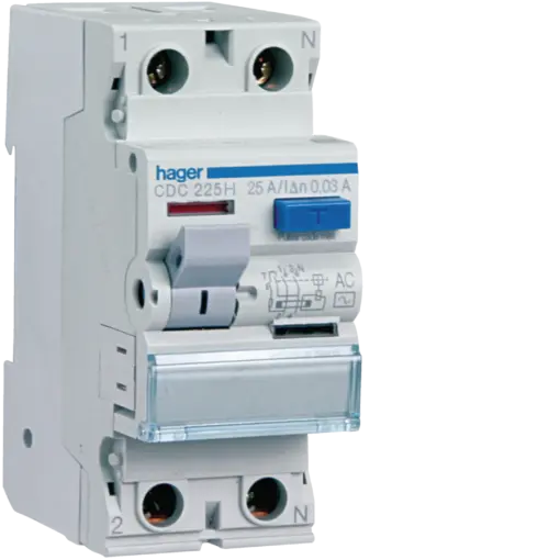 Ρελέ Διαφυγής AC 30mA 2P 25A Hager – CDC225H