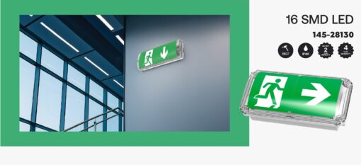 Φωτιστικό Ασφαλείας Συνεχούς & Μη Λειτουργίας 3h Οροφής-Τοίχου LED 3.5W 80lm Ψυχρό Λευκό 6500K Eurolamp IP66 – 145-28130