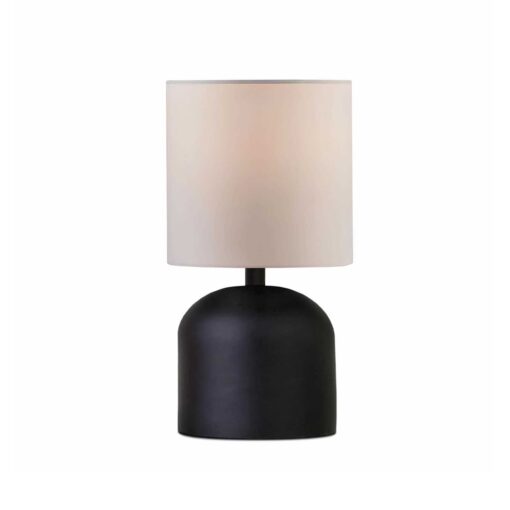 GloboStar® LOREN 204-0138 Μοντέρνο Eπιτραπέζιο Φωτιστικό Μονόφωτο 1 x E27 IP20 Μαύρο Μέταλλο με Μπεζ  Ύφασμα – Μ15 x Π15 x Υ31cm