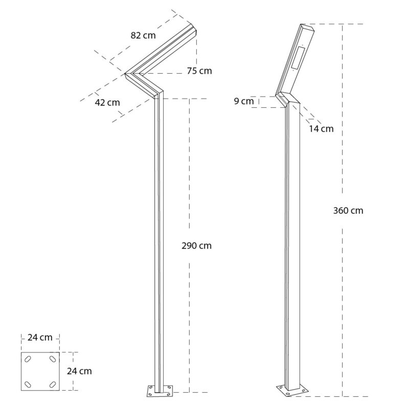 GLOBOSTAR® ZAPOPAN 90838 Φωτιστικό Urban Light Πλατείας/Πάρκου LED 30W 4080lm 120° AC 220-240V Αδιάβροχο IP65 IK09 Φυσικό Λευκό 5000K – LUMILEDs SMD Chip & MEANWELL Driver – Γκρι Ανθρακί – Μ75 x Π14 x Υ360cm – 5 Χρόνια Εγγύηση