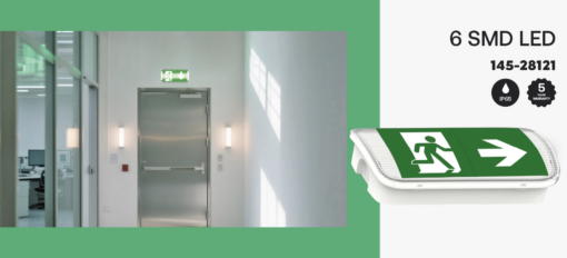 Φωτιστικό Ασφαλείας Συνεχούς & Μη Λειτουργίας LED 1W 150lm Επιτοίχιο IP65 3h Ψυχρό Λευκό 6500K Eurolamp – 145-28121