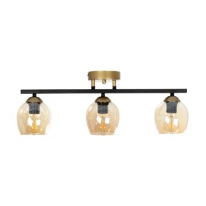 GLOBOSTAR® RADIUS 201-0122 Vintage Φωτιστικό Οροφής με Ντουί 3 x E27 AC 220-240V IP20 – Χρυσό, Μαύρο & Μελί- Μ60 x Π13 x Υ16cm
