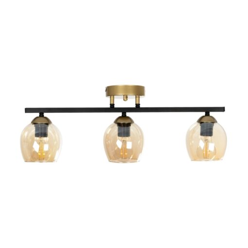 GLOBOSTAR® RADIUS 201-0122 Vintage Φωτιστικό Οροφής με Ντουί 3 x E27 AC 220-240V IP20 – Χρυσό, Μαύρο & Μελί- Μ60 x Π13 x Υ16cm