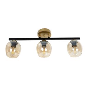 GLOBOSTAR® RADIUS 201-0122 Vintage Φωτιστικό Οροφής με Ντουί 3 x E27 AC 220-240V IP20 – Χρυσό, Μαύρο & Μελί- Μ60 x Π13 x Υ16cm