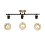 GLOBOSTAR® RADIUS 201-0122 Vintage Φωτιστικό Οροφής με Ντουί 3 x E27 AC 220-240V IP20 – Χρυσό, Μαύρο & Μελί- Μ60 x Π13 x Υ16cm