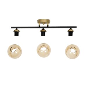 GLOBOSTAR® RADIUS 201-0122 Vintage Φωτιστικό Οροφής με Ντουί 3 x E27 AC 220-240V IP20 – Χρυσό, Μαύρο & Μελί- Μ60 x Π13 x Υ16cm