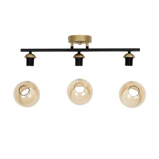 GLOBOSTAR® RADIUS 201-0122 Vintage Φωτιστικό Οροφής με Ντουί 3 x E27 AC 220-240V IP20 – Χρυσό, Μαύρο & Μελί- Μ60 x Π13 x Υ16cm