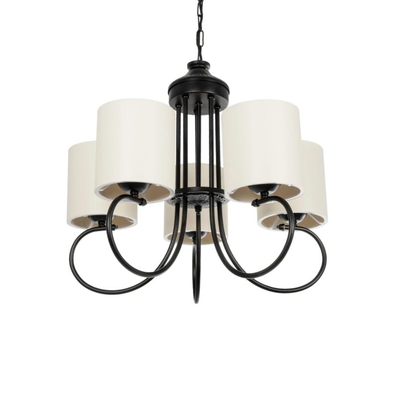 GLOBOSTAR® TRITON 203-0253 Vintage Κρεμαστό Φωτιστικό Οροφής με Ντουί 5 x E27 AC 220-240V IP20 – Μαύρο & Μπεζ – Μ50 x Π50 x Υ48cm