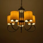 GLOBOSTAR® TRITON 203-0253 Vintage Κρεμαστό Φωτιστικό Οροφής με Ντουί 5 x E27 AC 220-240V IP20 – Μαύρο & Μπεζ – Μ50 x Π50 x Υ48cm