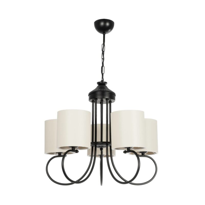 GLOBOSTAR® TRITON 203-0253 Vintage Κρεμαστό Φωτιστικό Οροφής με Ντουί 5 x E27 AC 220-240V IP20 – Μαύρο & Μπεζ – Μ50 x Π50 x Υ48cm