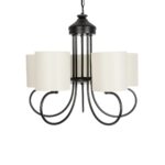 GLOBOSTAR® TRITON 203-0253 Vintage Κρεμαστό Φωτιστικό Οροφής με Ντουί 5 x E27 AC 220-240V IP20 – Μαύρο & Μπεζ – Μ50 x Π50 x Υ48cm