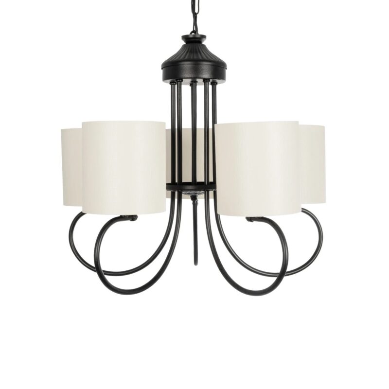 GLOBOSTAR® TRITON 203-0253 Vintage Κρεμαστό Φωτιστικό Οροφής με Ντουί 5 x E27 AC 220-240V IP20 – Μαύρο & Μπεζ – Μ50 x Π50 x Υ48cm