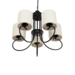 GLOBOSTAR® TRITON 203-0253 Vintage Κρεμαστό Φωτιστικό Οροφής με Ντουί 5 x E27 AC 220-240V IP20 – Μαύρο & Μπεζ – Μ50 x Π50 x Υ48cm