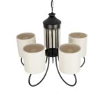 GLOBOSTAR® TRITON 203-0253 Vintage Κρεμαστό Φωτιστικό Οροφής με Ντουί 5 x E27 AC 220-240V IP20 – Μαύρο & Μπεζ – Μ50 x Π50 x Υ48cm