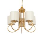 GLOBOSTAR® TRITON 203-0254 Vintage Κρεμαστό Φωτιστικό Οροφής με Ντουί 5 x E27 AC 220-240V IP20 – Χρυσό & Μπεζ – Μ50 x Π50 x Υ48cm