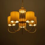 GLOBOSTAR® TRITON 203-0254 Vintage Κρεμαστό Φωτιστικό Οροφής με Ντουί 5 x E27 AC 220-240V IP20 – Χρυσό & Μπεζ – Μ50 x Π50 x Υ48cm