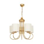 GLOBOSTAR® TRITON 203-0254 Vintage Κρεμαστό Φωτιστικό Οροφής με Ντουί 5 x E27 AC 220-240V IP20 – Χρυσό & Μπεζ – Μ50 x Π50 x Υ48cm