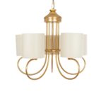 GLOBOSTAR® TRITON 203-0254 Vintage Κρεμαστό Φωτιστικό Οροφής με Ντουί 5 x E27 AC 220-240V IP20 – Χρυσό & Μπεζ – Μ50 x Π50 x Υ48cm