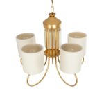 GLOBOSTAR® TRITON 203-0254 Vintage Κρεμαστό Φωτιστικό Οροφής με Ντουί 5 x E27 AC 220-240V IP20 – Χρυσό & Μπεζ – Μ50 x Π50 x Υ48cm