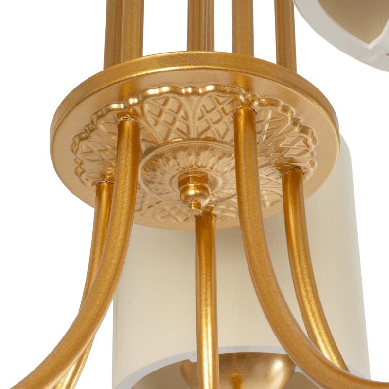 GLOBOSTAR® TRITON 203-0254 Vintage Κρεμαστό Φωτιστικό Οροφής με Ντουί 5 x E27 AC 220-240V IP20 – Χρυσό & Μπεζ – Μ50 x Π50 x Υ48cm