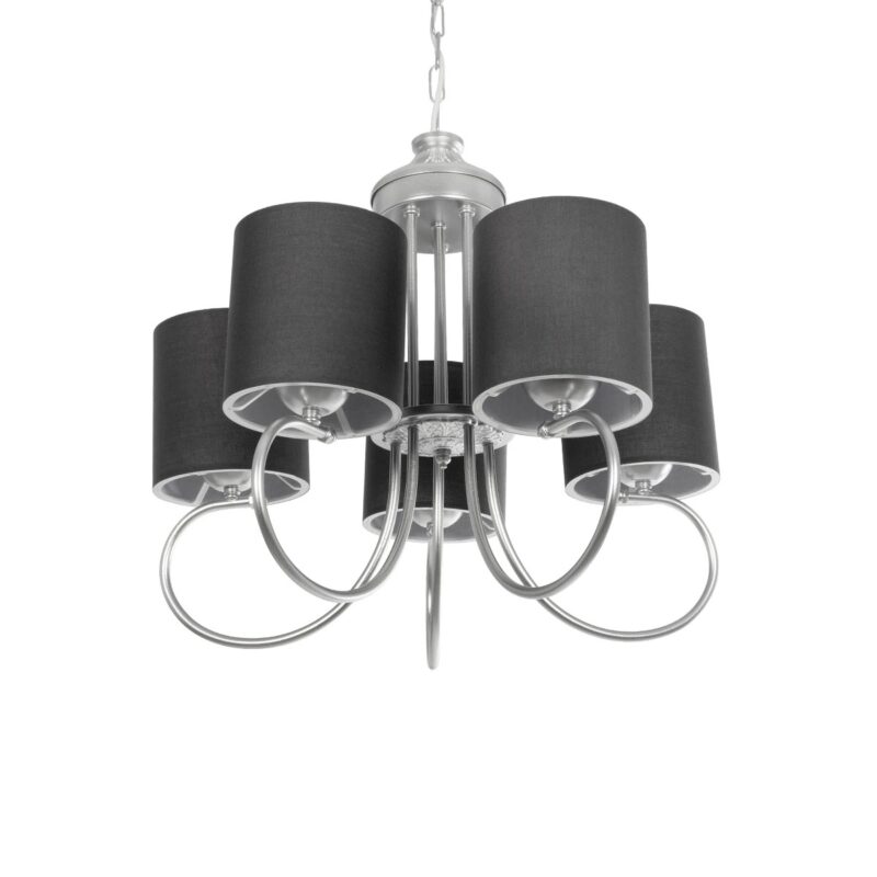 GLOBOSTAR® TRITON 203-0255 Vintage Κρεμαστό Φωτιστικό Οροφής με Ντουί 5 x E27 AC 220-240V IP20 – Ασημί & Γκρι – Μ50 x Π50 x Υ48cm