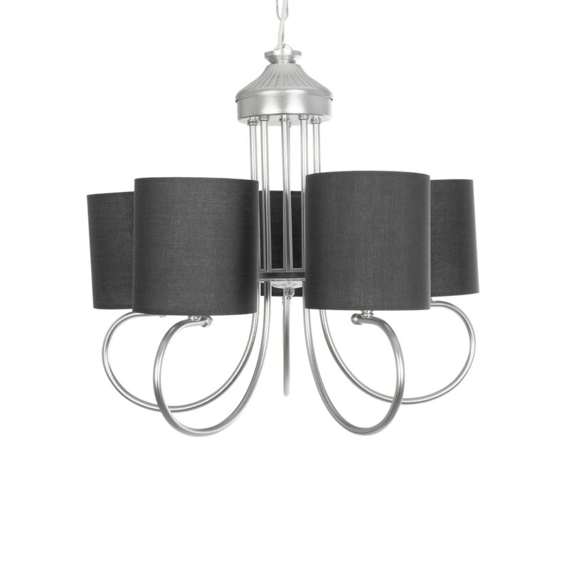 GLOBOSTAR® TRITON 203-0255 Vintage Κρεμαστό Φωτιστικό Οροφής με Ντουί 5 x E27 AC 220-240V IP20 – Ασημί & Γκρι – Μ50 x Π50 x Υ48cm