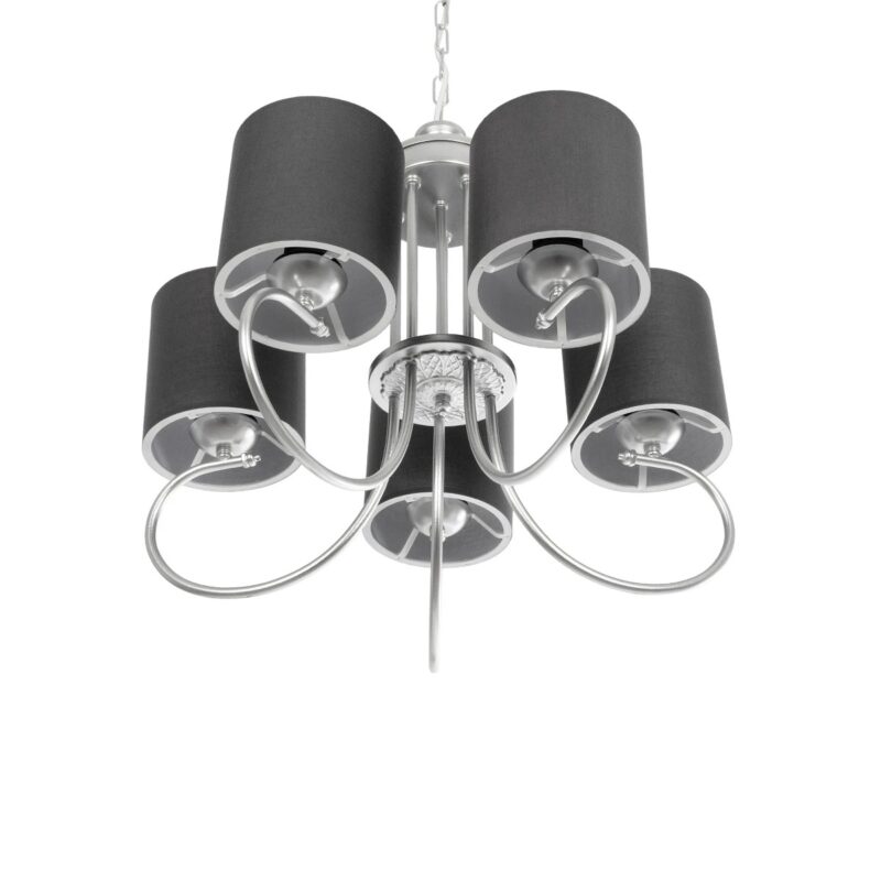 GLOBOSTAR® TRITON 203-0255 Vintage Κρεμαστό Φωτιστικό Οροφής με Ντουί 5 x E27 AC 220-240V IP20 – Ασημί & Γκρι – Μ50 x Π50 x Υ48cm