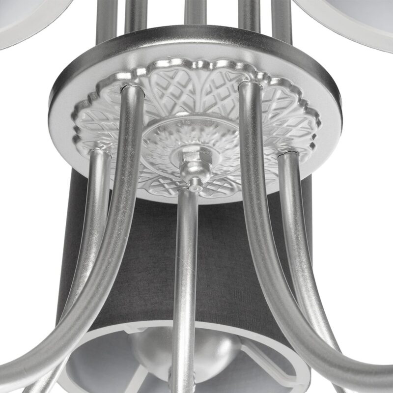 GLOBOSTAR® TRITON 203-0255 Vintage Κρεμαστό Φωτιστικό Οροφής με Ντουί 5 x E27 AC 220-240V IP20 – Ασημί & Γκρι – Μ50 x Π50 x Υ48cm