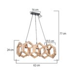 GLOBOSTAR® DRURI 203-0256 Vintage Κρεμαστό Φωτιστικό Οροφής με Ντουί 3 x E27 AC 220-240V IP20 – Μπεζ – Μ62 x Π19.5 x Υ24cm