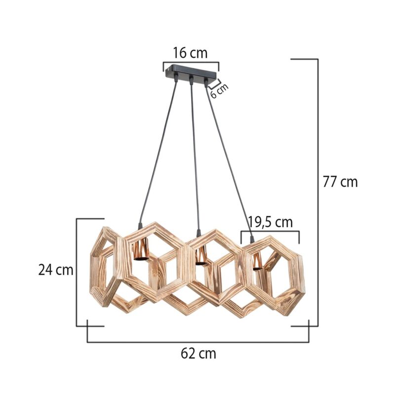 GLOBOSTAR® DRURI 203-0256 Vintage Κρεμαστό Φωτιστικό Οροφής με Ντουί 3 x E27 AC 220-240V IP20 – Μπεζ – Μ62 x Π19.5 x Υ24cm
