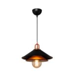 GLOBOSTAR® FERRO 203-0269 Μοντέρνο Κρεμαστό Φωτιστικό Οροφής με Ντουί 1 x E27 AC 220-240V IP20 – Μαύρο & Χάλκινο – Μ30 x Π30 x Υ19cm