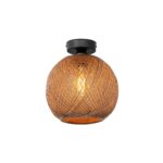 GloboStar® CORDE 203-0270 Μοντέρνο Φωτιστικό Οροφής Μπάλα Μονόφωτο 1 x E27 IP20 Μπέζ Σχοίνι – Μ25 x Π25 x Υ25cm