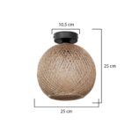 GloboStar® CORDE 203-0270 Μοντέρνο Φωτιστικό Οροφής Μπάλα Μονόφωτο 1 x E27 IP20 Μπέζ Σχοίνι – Μ25 x Π25 x Υ25cm