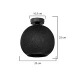 GloboStar® CORDER 203-0271 Μοντέρνο Φωτιστικό Οροφής Μπάλα Μονόφωτο 1 x E27 IP20 Μαύρο Σχοίνι – Μ25 x Π25 x Υ25cm