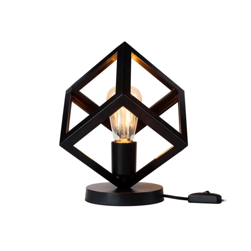 GloboStar® DISE 203-0272 Μοντέρνο Eπιτραπέζιο Φωτιστικό Μονόφωτο 1 x E27 IP20 Μαύρο Πλαστικό – Μ28 x Π28 x Υ29cm