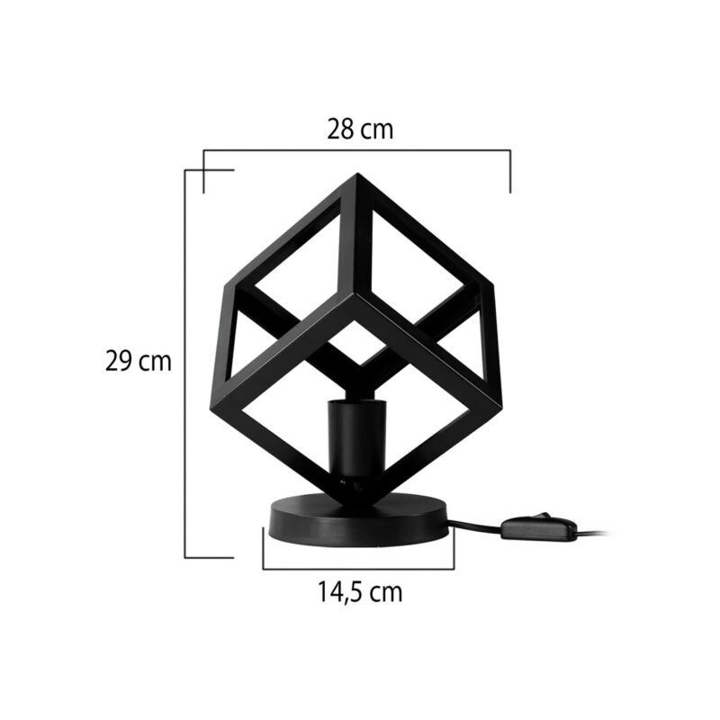 GloboStar® DISE 203-0272 Μοντέρνο Eπιτραπέζιο Φωτιστικό Μονόφωτο 1 x E27 IP20 Μαύρο Πλαστικό – Μ28 x Π28 x Υ29cm