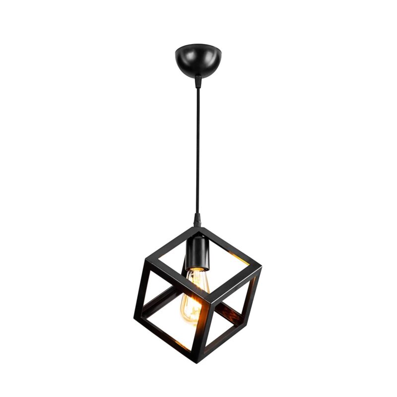 GLOBOSTAR® DISE 203-0274 Μοντέρνο Κρεμαστό Φωτιστικό Οροφής με Ντουί 1 x E27 AC 220-240V IP20 – Μαύρο – Μ22 x Π22 x Υ24cm