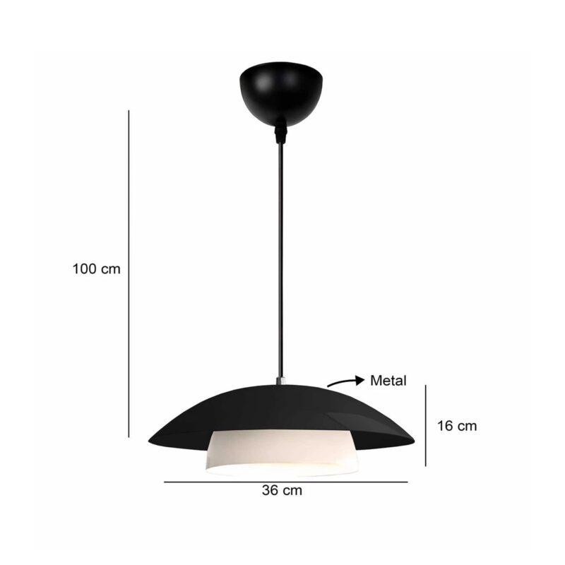 GLOBOSTAR® AURA 204-0117 Μοντέρνο Κρεμαστό Φωτιστικό Οροφής με Ντουί 1 x E27 AC 220-240V IP20 – Μαύρο & Λευκό – Μ31 x Π31 x Υ27cm