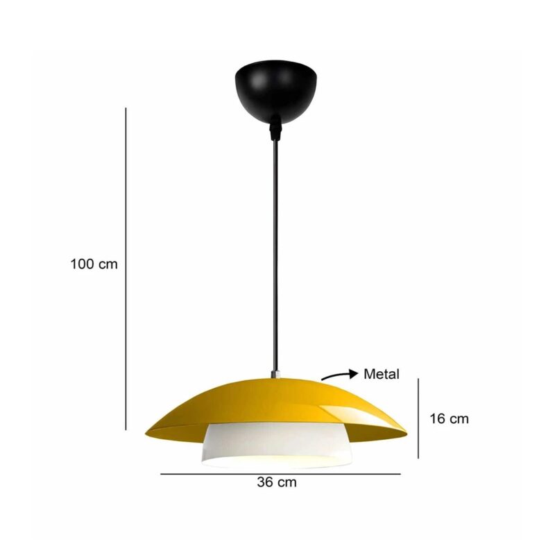 GLOBOSTAR® AURA 204-0118 Μοντέρνο Κρεμαστό Φωτιστικό Οροφής με Ντουί 1 x E27 AC 220-240V IP20 – Κίτρινο & Λευκό – Μ31 x Π31 x Υ27cm