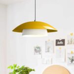 GLOBOSTAR® AURA 204-0118 Μοντέρνο Κρεμαστό Φωτιστικό Οροφής με Ντουί 1 x E27 AC 220-240V IP20 – Κίτρινο & Λευκό – Μ31 x Π31 x Υ27cm