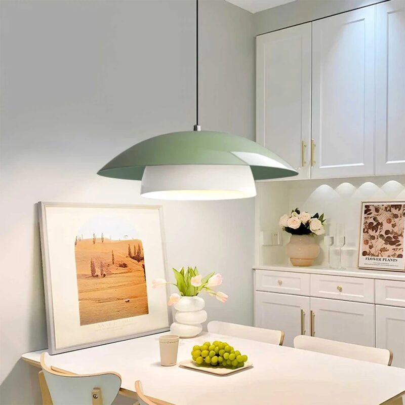 GLOBOSTAR® AURA 204-0119 Μοντέρνο Κρεμαστό Φωτιστικό Οροφής με Ντουί 1 x E27 AC 220-240V IP20 – Πράσινο & Λευκό – Μ31 x Π31 x Υ27cm