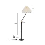 GloboStar® FLY 204-0127 Μοντέρνο Eπιδαπέδιο Φωτιστικό Μονόφωτο 1 x E27 IP20 Μαύρο & Χρυσό Μέταλλο με Μπεζ Ύφασμα – Μ38 x Π38 x Υ155cm